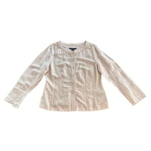 Jones Wear Vintage Linen Women's Size 14 Button Up Jacket Top Shirt Blouse Beige